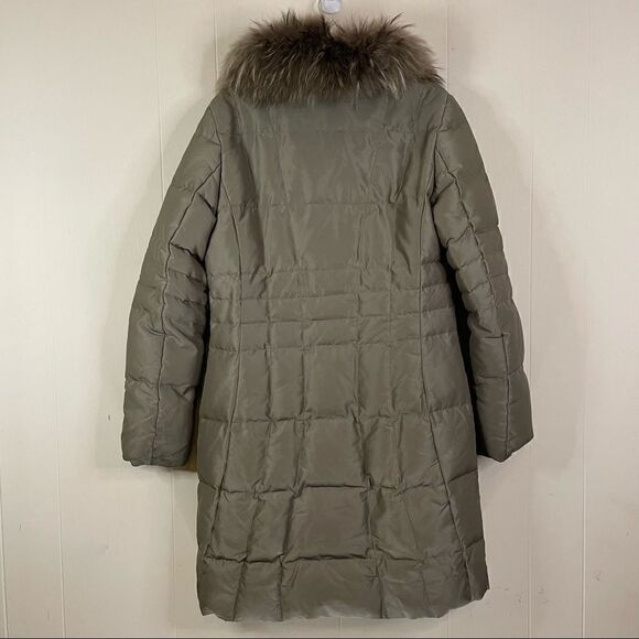1 Madison Down and Feather Long Puffy Parka Coat Raccoon Trim Hood - Picture 2 of 8